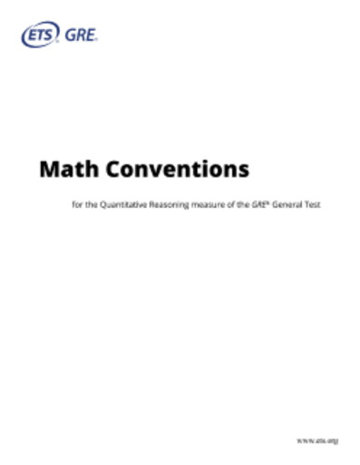 Official ETS math conventions for the Quantitative Reasoning measure of the GRE.