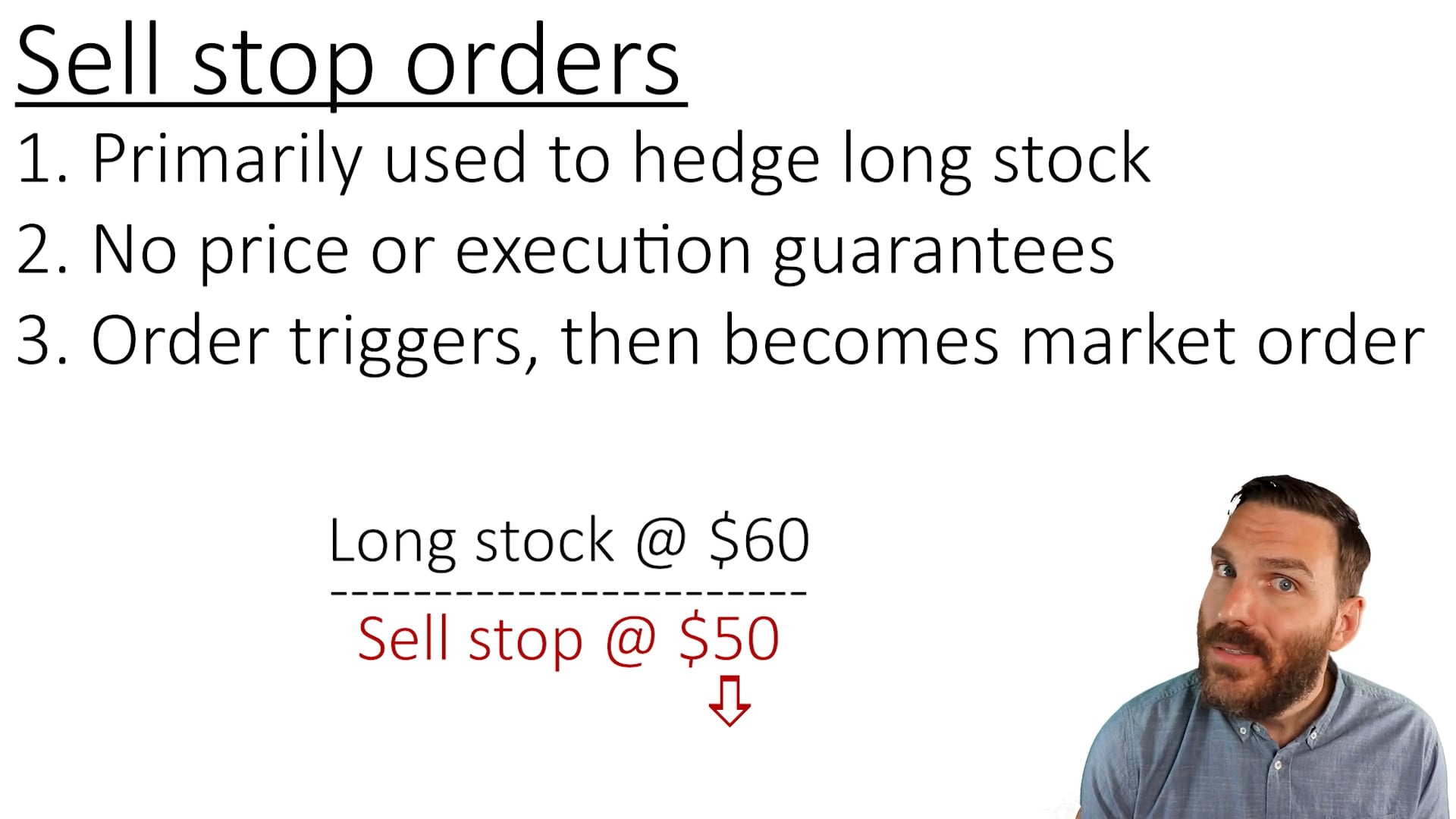 Sell stop orders