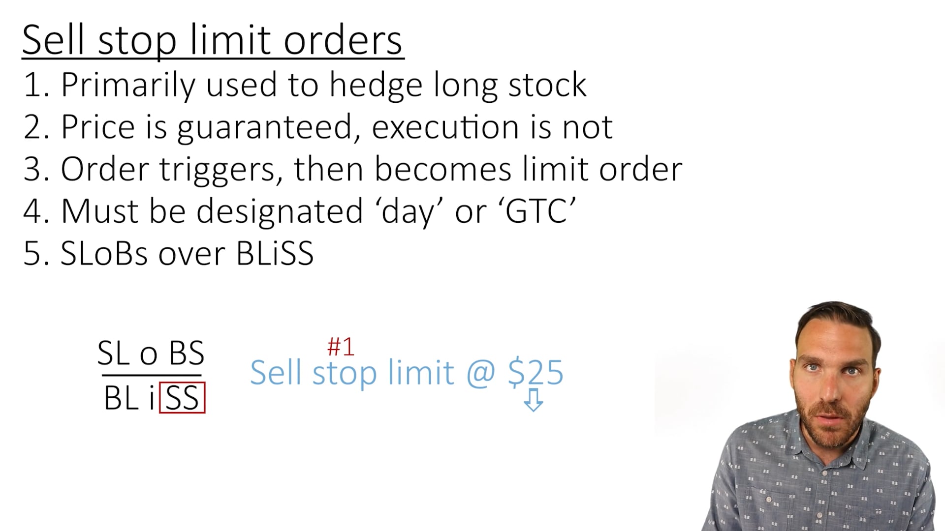 Sell stop limit orders